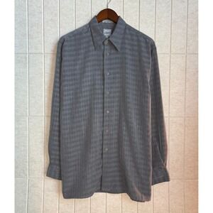Vintage Elliott Long Sleeve Shirt‎ Gray Striped Men's Medium 90s Dress Vtg